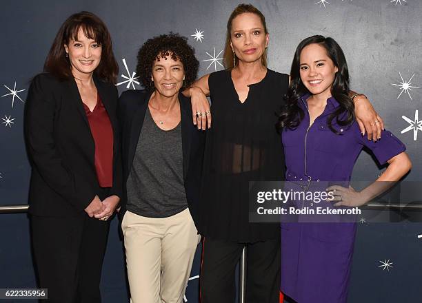 Senior VP of Original Programming Karen Bailey, film producer Stephanie Allain, filmmaker Victoria Mahoney, and actress Lana McKissack pose for...