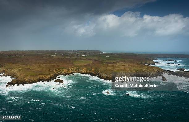 aerial view of the fromveur in ouessant - ouessant photos et images de collection