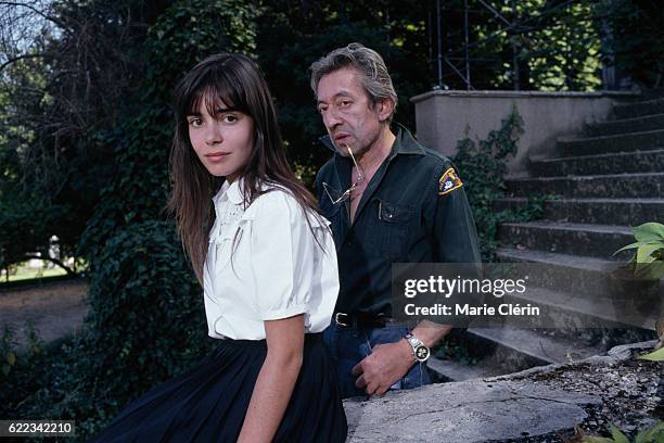 French singer, songwriter, screenwriter, actor and director Serge Gainsbourg and actress Elodie Bouchez, on the set of his film Stan the Flasher.