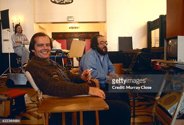 American actor Jack Nicholson and director and producer Stanley Kubrick on the set of Kubrick's film, The Shining.