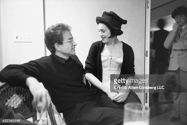 Actor Warren Beatty and Madonna chat at a New Year's Eve party at the home of artist Francesco Clemente in New York City.