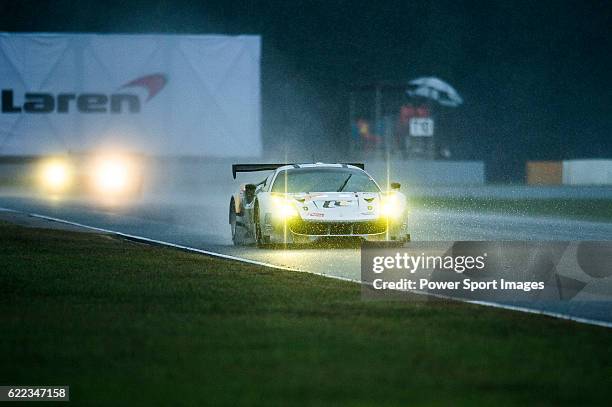 October 29: Spirit of Race, #38 Ferrari 488 GT3, driven by Narsat Muzayyin, Rui Aguas and Marco Cioci in action during Asian LMS Qualifying of the...