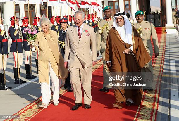 Camilla, Duchess of Cornwall and Prince Charles, Prince of Wales alongside Prince Salman bin Hamad bin Isa Al Khalifa, Deputy King, Crown Prince of...