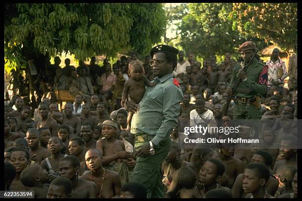 Mozambican politician and leader of the RENAMO guerrilla movement, Afonso Dhlakama , Mozambique, 1990. The Mozambican National Resistance was founded...