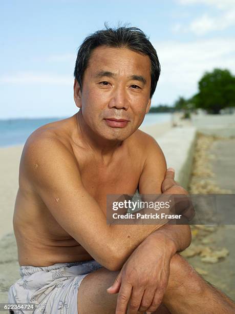 Haruki Murakami in Ala Moana Park, Honolulu, Hawaii.