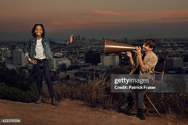 Quvenzhané Wallis with her director Benh Zeitlin from <Beasts of the Southern Wild>.