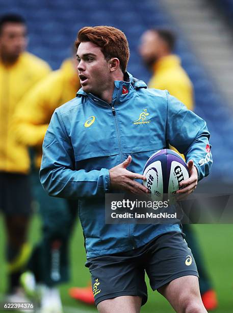 Andrew Kellaway of Australia is seen during the captains run at Murrayfield Stadium on November 11, 2016 in Edinburgh, Scotland.