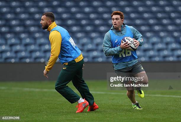 Andrew Kellaway of Australia is seen during the captains run at Murrayfield Stadium on November 11, 2016 in Edinburgh, Scotland.