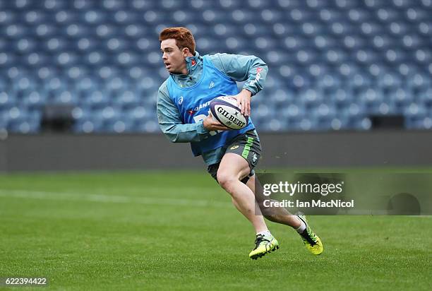 Andrew Kellaway of Australia is seen during the captains run at Murrayfield Stadium on November 11, 2016 in Edinburgh, Scotland.