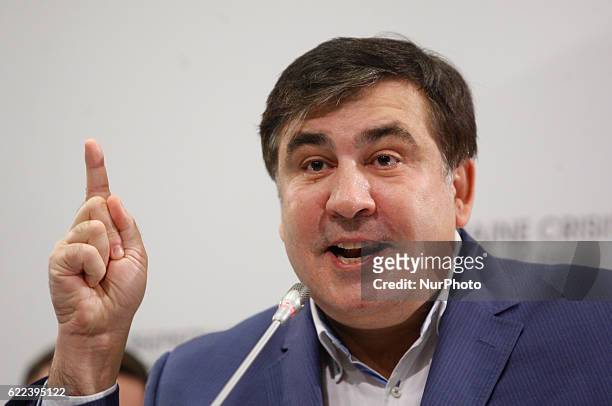 Former governor of Odessa and former Georgian president Mikheil Saakashvili speaks during his a press-conference in Kiev,Ukraine,11 November,2016....