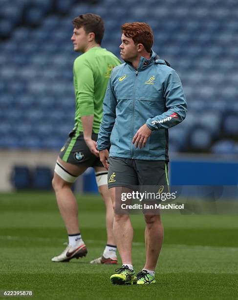 Andrew Kellaway of Australia is seen during the captains run at Murrayfield Stadium on November 11, 2016 in Edinburgh, Scotland.