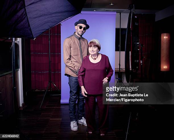 Artist JR and film director Agnes Varda are photographed for Madame Figaro on September 8, 2016 at the Toronto Film Festival in Toronto, Canada....