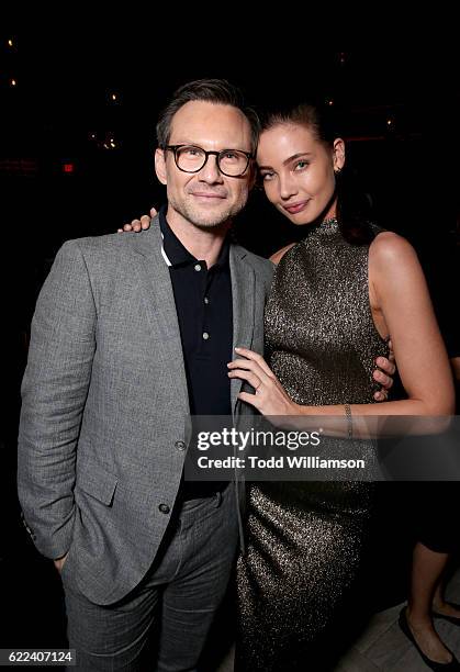 Actor Christian Slater and Brittany Lopez attend the Hollywood Foreign Press Association and InStyles Celebration of the 2017 Golden Globe Awards...