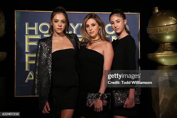 Miss Golden Globes Sistine Stallone, Sophia Stallone, and Scarlet Stallone attend the Hollywood Foreign Press Association and InStyles Celebration of...