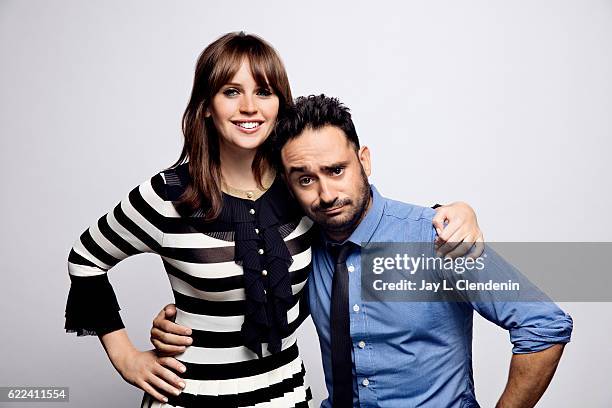 Actress Felicity Jones, and director J.A. Bayona, from the film "A Monster Calls," pose for a portraits at the Toronto International Film Festival...