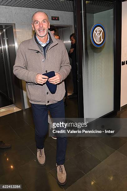 Internazionale head coach Stefano Pioli visits FC Internazionale head quarter after visits Brook Brothers Store on November 11, 2016 in Milan, Italy.