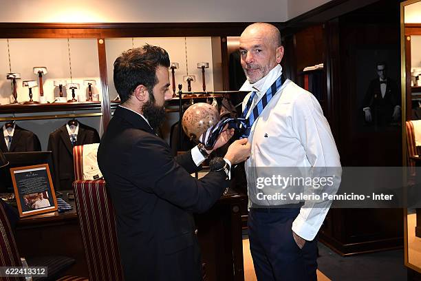 Internazionale head coach Stefano Pioli visits Brook Brothers Store on November 11, 2016 in Milan, Italy.