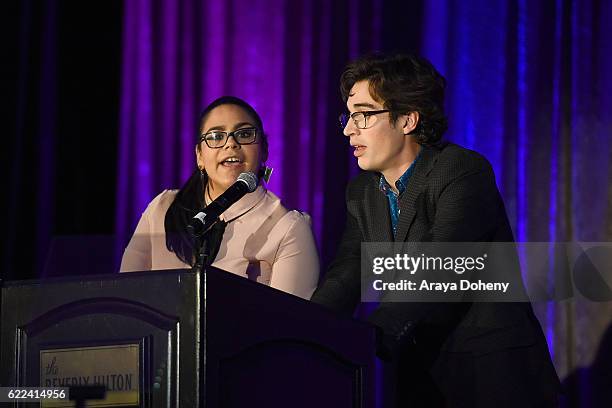 Jessica Marie Garcia and Joey Bragg attend the The TMA 2016 Heller Awards on November 10, 2016 in Beverly Hills, California.