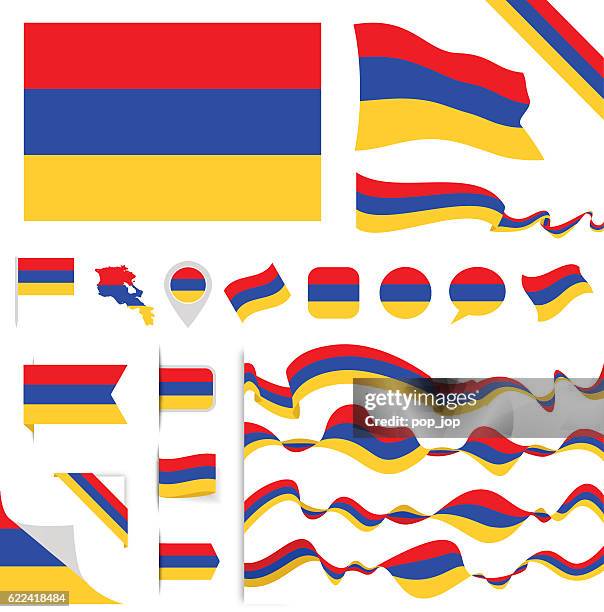 armenia flag set - armenian flag stock illustrations
