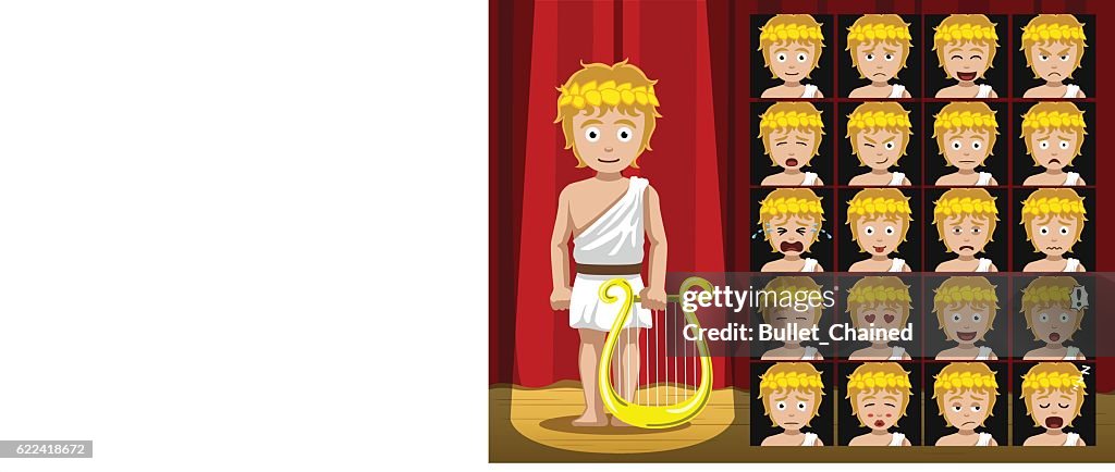Greek Gods Apollo Costume Cartoon Emotion Faces Vector Illustration  High-Res Vector Graphic - Getty Images