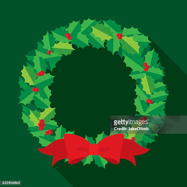 weihnachtskranz flach - christmas wreath stock-grafiken, -clipart, -cartoons und -symbole