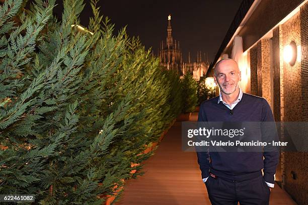 Internazionale head coach Stefano Pioli poses for a photo after the visits Brook Brothers Store on November 11, 2016 in Milan, Italy.