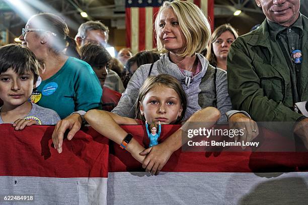 Supporters of Democratic presidential nominee former Secretary of State Hillary Clinton during a campaign rally at Goodyear Hall and Theatre on...