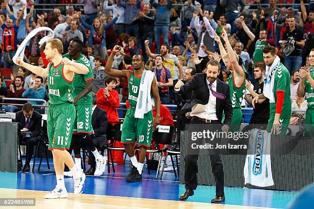 Sito Alonso, Head Coach of Baskonia Vitoria Gasteiz reacts during the 2016/2017 Turkish Airlines EuroLeague Regular Season Round 6 game between...