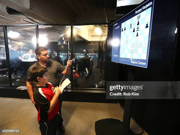 Guests attend 2016 World Chess Championship at Fulton Market Building on November 11, 2016 in New York City.