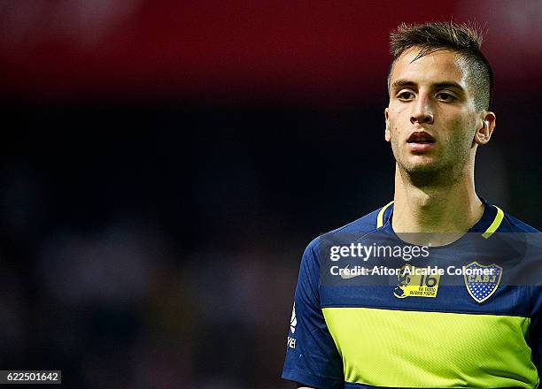 Rodrigo Bentancur of Boca Juniors looks on during the match between Sevilla FC vs Boca Juniors as part of the friendly match "Trofeo Antonio Puerta"...