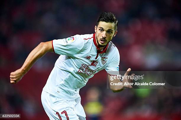 Pablo Sarabia of Sevilla FC in action during the match between Sevilla FC vs Boca Juniors as part of the friendly match "Trofeo Antonio Puerta" at...