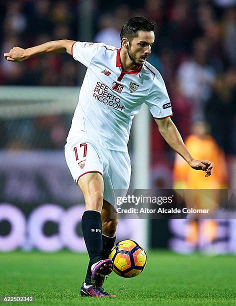 Pablo Sarabia of Sevilla FC in action during the match between Sevilla FC vs Boca Juniors as part of the friendly match "Trofeo Antonio Puerta" at...