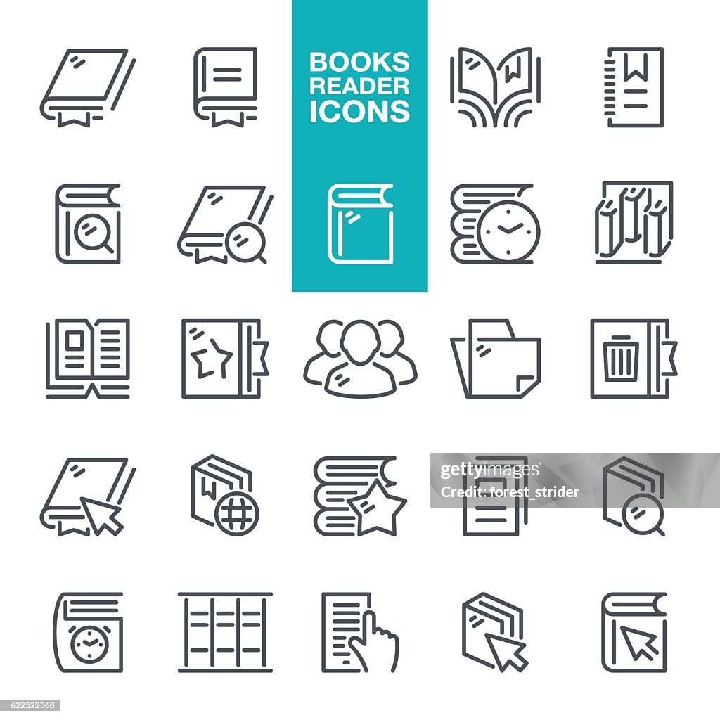 Books Reader Line Icons