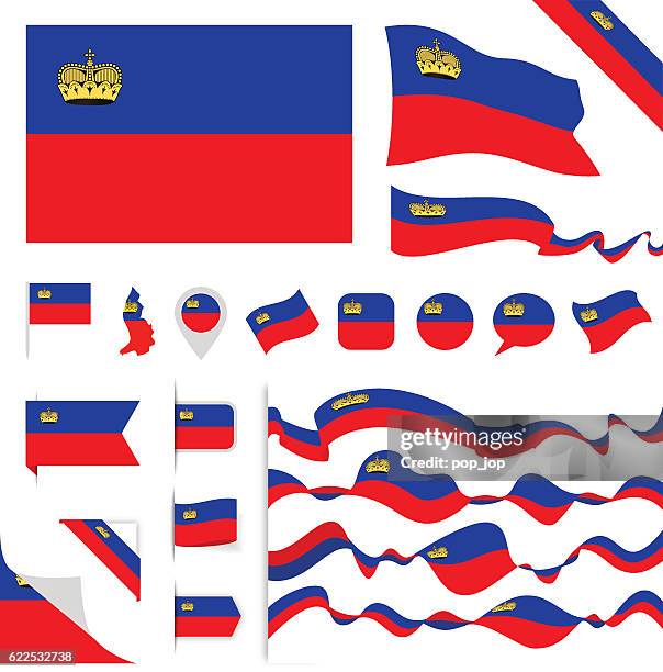 liechtenstein flag set - principality of liechtenstein stock illustrations