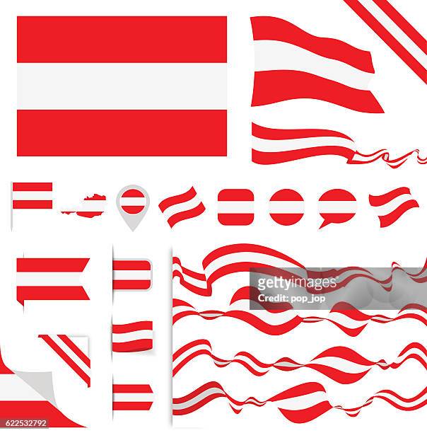 österreich flagge set - austria stock-grafiken, -clipart, -cartoons und -symbole