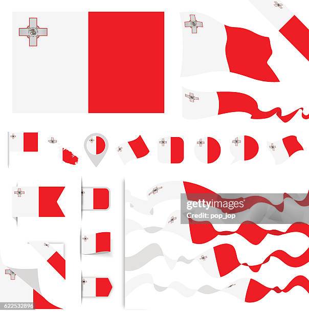 malta flag set - malta stock illustrations