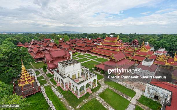 top view of mandalay palace, mandalay city - mandalay foto e immagini stock