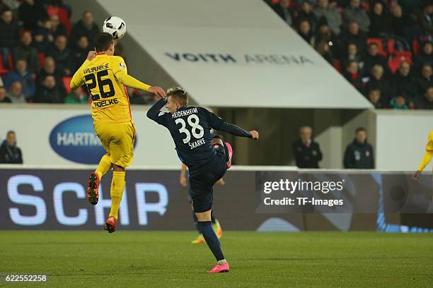 Heidenheim, Germany, , 2. Bundesliga, 2016/17, 12. Spieltag, FC Heidenheim vs Karlsruher SC, Bjarne Thoelke , Tim Skarke ,