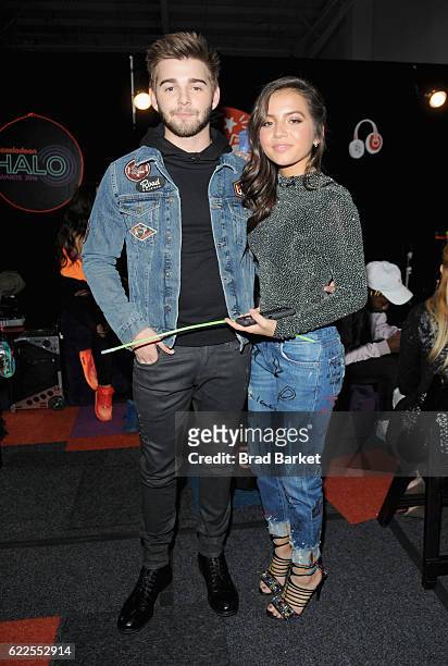 Jack Griffo and Isabela Moner attend the 2016 Nickelodeon HALO awards at Basketball City Pier 36 - South Street on November 11, 2016 in New York City.