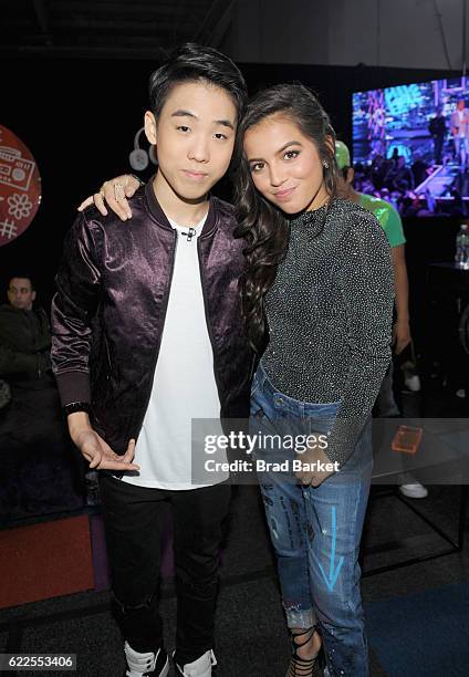 Lance Lim and actress Isabela Moner attends the 2016 Nickelodeon HALO awards at Basketball City Pier 36 - South Street on November 11, 2016 in New...