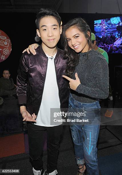 Lance Lim and actress Isabela Moner attends the 2016 Nickelodeon HALO awards at Basketball City Pier 36 - South Street on November 11, 2016 in New...