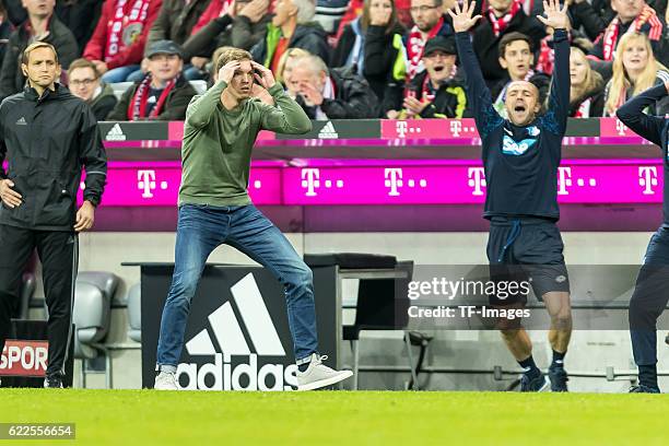 Muenchen, Deutschland, , Bundesliga 10. Spieltag, FC Bayern Muenchen - TSG 1899 Hoffenheim, Trainer Julian Nagelsmann Aufregung fuer verpasste...