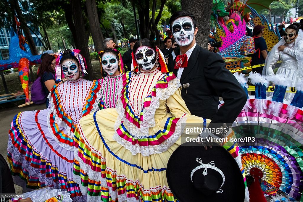 Participants wear colorful costumes and parade through the streets