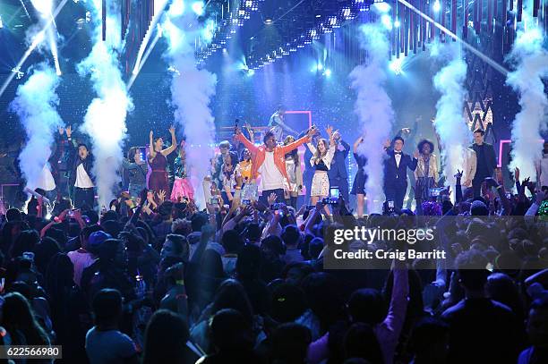 Nick Cannon performs onstage during the 2016 Nickelodeon HALO Awards at Basketball City - Pier 36 - South Street on November 11, 2016 in New York...