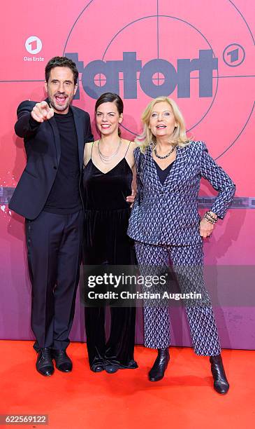 Camilla Renschke, Oliver Mommsen and Sabine Postel attend celebration event of 1000 Episodes of the crime movie "Tatort" at Cinemaxx Dammtor on...