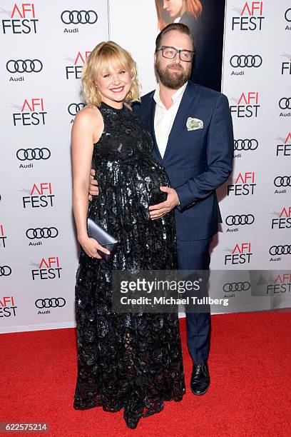 Actors Alison Pill and Joshua Leonard attend the premiere of EuropaCorp USA's 'Miss Sloane' at AFI Fest 2016, presented by Audi at TCL Chinese 6...