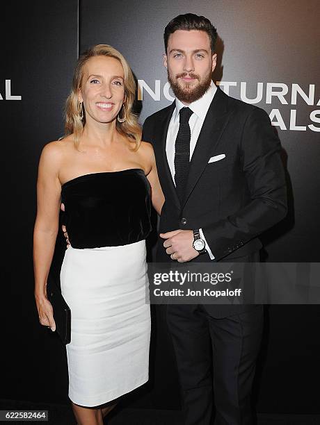 Actor Aaron Taylor-Johnson and wife Sam Taylor-Johnson arrive at the screening of Focus Features' "Nocturnal Animals" at Hammer Museum on November...