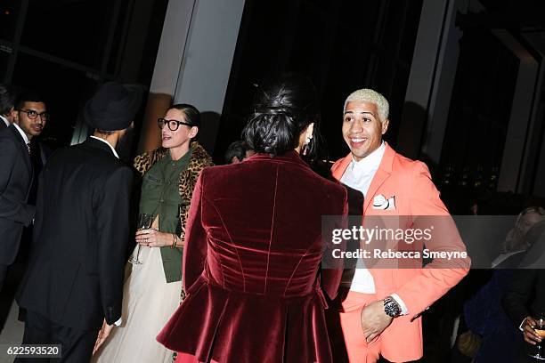 Jenna Lyons and Fencer Miles Chamley-Watson attend the 13th Annual CFDA/Vogue Fashion Fund Awards at Spring Studios on November 7, 2016 in New York...