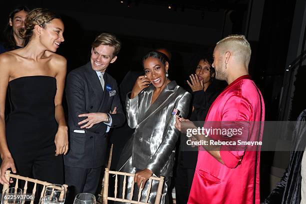 Cleo Wade, Mark Guiducci, Solange Knowles attend the 13th Annual CFDA/Vogue Fashion Fund Awards at Spring Studios on November 7, 2016 in New York...