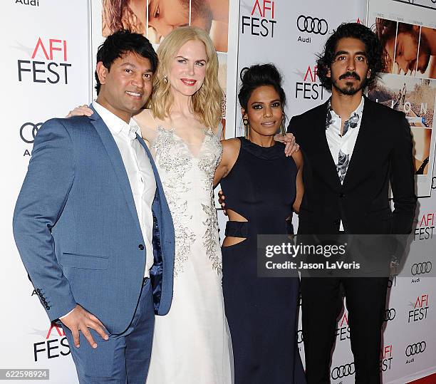 Saroo Brierley, Nicole Kidman, Priyanka Bose and Dev Patel attend the premiere of "Lion" at the 2016 AFI Fest at TCL Chinese 6 Theatres on November...